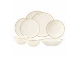 Geschirr-Set SELTMANN WEIDEN "Einsteiger-Set Savona Goldlinie 8er Set creme", beige (creme), 8, Porzellan, Geschirr-Sets, Geschirr-Set, Spülmaschinenfest, Mikrowellensicher, Ofenfest