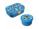 Lunchbox MEPAL "Obst- und Bentobox Stitch Campus 300 & 750 ml blau-gelb", bunt (blau, gelb), B:2cm H:2cm L:2cm, Kunststoff, Lebensmittelaufbewahrungsbehälter, Lunchbox