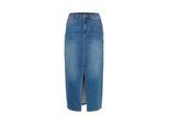 Midirock KAFFE "Rock KAsinem", Damen, Gr. 34, blau (medium blau denim), Obermaterial: 75% Baumwolle CO. 13% Viskose CV. 10% Polyester PES. 2% Elasthan EL., Röcke