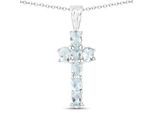 Kette mit Anhänger VIRA JEWELS "925-Sterling Silber rhodiniert Glänzend Aquamarine hellblau", weiß, Halsketten, Damen, 45cm, 1,05, Silber 925 (Sterlingsilber), L: 45 B: 10mm, glänzend, B:10mm
