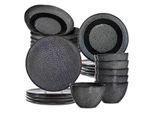 Geschirr-Set LEONARDO "Tafelservice Matera 24er Set", grau (anthrazit), 24, Keramik, Geschirr-Sets, Geschirr-Set, Ideal für den Alltag, spülmaschinengeeignet, mikrowellengeeignet