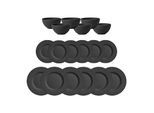 Geschirr-Set VILLEROY & BOCH "Tafelservice Manufacture Rock schwarz", schwarz, 18, Porzellan, Geschirr-Sets, Geschirr-Set, Spülmaschinengeeignet, Mikrowellenfest