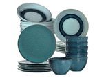 Geschirr-Set LEONARDO "Tafelservice Matera 24er Set", blau, 24, Keramik, Geschirr-Sets, Geschirr-Set, Ideal für den Alltag, spülmaschinengeeignet, mikrowellengeeignet