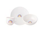 Geschirr-Set VILLEROY & BOCH "Frühstücksset Be Happy With Love 3er Set bunt", bunt, 3, Porzellan, Geschirr-Sets, Geschirr-Set, Spülmaschinengeeignet, Mikrowellengeeignet