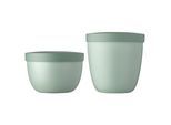 Lunchbox MEPAL "Snackpots Ellipse 350 & 500 ml 2er Set", grün (nordic sage), B:2cm H:2cm L:2cm Ø:10,7cm, Kunststoff, Lebensmittelaufbewahrungsbehälter, Lunchbox, Spülmaschinengeeignet, Mikrowellengeeignet (ohne Deckel)