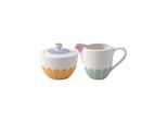 Milch- und Zuckerset VILLEROY & BOCH "Milch- und Zuckerset Fleur Couleur 2er Set bunt", bunt, 2, Porzellan, Geschirr-Sets, Spülmaschinenfest, Mikrowellensicher