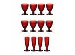 Gläser-Set VILLEROY & BOCH "Wasser-, Wein- und Sektgläser Boston Coloured 12er Set", rot, B:2cm H:2cm, Glas, Trinkgefäße, Spülmaschinenfest