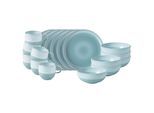 Geschirr-Set "Frühstücks-Set Perlemor Aqua 18er Set blau", blau, 18, Porzellan, LIKE. BY VILLEROY & BOCH, Geschirr-Sets, Geschirr-Set, Spülmaschinengeeignet, Mikrowellengeeignet