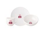 Geschirr-Set VILLEROY & BOCH "Frühstücksset Happy Birthday With Love 3er Set bunt", bunt, 3, Porzellan, Geschirr-Sets, Geschirr-Set, Spülmaschinengeeignet, Mikrowellengeeignet