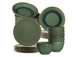 Geschirr-Set LEONARDO "Tafelservice Matera 24er Set", grün, 24, Keramik, Geschirr-Sets, Geschirr-Set, Ideal für den Alltag, spülmaschinengeeignet, mikrowellengeeignet