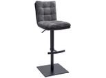 Stylife Barhocker, Blaugrau, Metall, Textil, eckig, Säule, 43x90-116x57 cm, Sitzfläche 360° drehbar, Esszimmer, Barmöbel, Barhocker