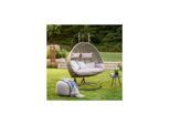 HOME DELUXE Polyrattan Hängesessel TWIN - Grau für 2 Personen