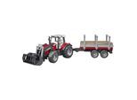 Bruder bruder 02046 Massey Ferguson 7480 mit Frontlader + Holztransportanhänger