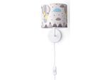 PACO HOME Wandleuchte "Cosmo 343", weiß, 1, Ø 18cm H: 26,5cm, Leuchten, Lampe Kinderzimmer Stecker Ø 18cm Heißluftballon Tiere Kabel 3m E14, Wandleuchte