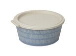 Aufbewahrungsschüssel KOZIOL "BLOMSTER BOX 1,3l LINE Schale 1,3l mit Deckel", blau (nature flower blau), B:18,8cm H:8cm, Kunststoff, Lebensmittelaufbewahrungsbehälter