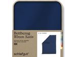Bettbezug SCHLAFGUT "Woven Satin", blau (blau deep), B:155cm L:220cm, Mako-Satin, Obermaterial: 100% Baumwolle, Bettbezüge, besonders dicht gewebt, Mix & Match: passender Kissenbezug erhältlich