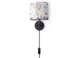 PACO HOME Wandleuchte "Cosmo 343", schwarz, 1, Ø 18cm H: 26,5cm, Leuchten, Lampe Kinderzimmer Stecker Ø 18cm Heißluftballon Tiere Kabel 3m E14, Wandleuchte