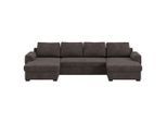 Mid.you , Braun , Textil , seitenverkehrt montierbar, U-Form , 327x154 cm , Bettfunktion erhältlich ,