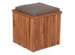 Gardenson , Braun, Taupe , Holz, Textil , Teakholz , quadratisch , 45x45x45 cm , Gartenmöbel, Gartensessel, Gartenhocker