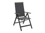 Ambia Garden Gartenklappsessel , Grau, Naturfarben , Metall, Textil , A-Form , 59x112x72 cm , klappbar, inklusive Armlehnen , Gartenmöbel, Gartenstühle, Gartenklappstuhl