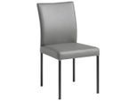 Livetastic Stuhl , Anthrazit , Metall, Leder , Echtleder , Büffelleder , eckig , 45.5x86x57.5 cm , Esszimmer, Stühle, Lederstühle