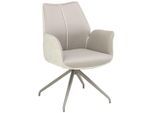 Livetastic Armlehnstuhl , Grau, Champagner , Metall, Textil , Drehkreuz , 61x82.5x61 cm , Sitzfläche 360° drehbar , Esszimmer, Stühle, Polsterstühle