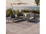 Beldano Loungegarnitur , Naturfarben, Dunkelgrau , Metall, Kunststoff, Textil , 4-teilig , Füllung: Polyester,Schaumstoff , rostfrei, wetterbeständig , Gartenmöbel, Loungemöbel, Gartenlounge-Sets