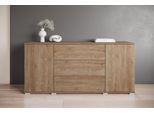 Sideboard OTTO HOME "Kenia, Kommode für das Schlafzimmer/Wohnzimmer", braun (eiche lefkas), B:150cm H:69cm T:39cm, Hartfaserplatte, Holzwerkstoff, Kunststoff, Sideboards, Sideboard, Modernes Sideboard mit 3 Schubladen und 4 Fächern, Breite 150 cm