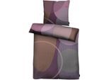 Bettwäsche APELT "Giro", lila (aubergine), B/L: 135cm x 200cm, 1 Stk., 1 Stk., Satin (Bio-Baumwolle), B/L: 80cm x 80cm, 2 Stk., Satin (Bio-Baumwolle), Obermaterial: 100% Baumwolle, Bettwäsche, Bettwäsche, grafische Motive