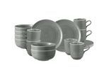Geschirr-Set SELTMANN WEIDEN "Frühstücks-Set Terra 18er Set", grau (perlgrau), 18, Porzellan, Geschirr-Sets, Geschirr-Set, Spülmaschinenfest, Mikrowellensicher, Ofenfest