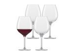 Rotweinglas SCHOTT-ZWIESEL "Burgunder Rotweinglas For you 630 ml 4er Set transparent", bunt (transparent), B:10,1cm H:21cm Ø:10,1cm, Glas, Trinkgefäße, Rotweinglas, Spülmaschinengeeignet