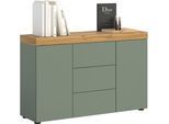 Sideboard OTTO HOME "MAMBO, Breite 125cm, 2 Türen, 3 Schubkästen, push-2-open", grün (smoke grün, wotan eiche nachbildung), B:125cm H:80cm T:37cm, Sideboards, Sideboard, Sideboard, Kommode, Wohnzimmer, Flur, Arbeitszimmer, Topseller