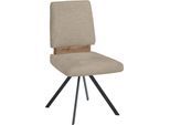Esszimmerstuhl MASSIVLINE & MORE "Brügge 300", beige (beige, schwarz, beige), B:48cm H:92cm T:59,5cm, Holzwerkstoff, Metall, Stoff, Stühle, Esszimmerstuhl
