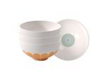 Schale VILLEROY & BOCH "Dessertschalen Fleur Couleur ø 12,9 cm 4er Set bunt", bunt, B:12,9cm H:6,6cm L:12,9cm T:12,9cm Ø:12,9cm, Schüsseln, Schale, Spülmaschinenfest, Mikrowellensicher