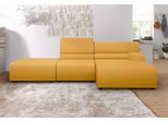 Ecksofa EGOITALIANO "Babouche, Designsofa mit außergewöhnlichem Sitzkomfort zum Wohlfühlen", gelb, B:287cm H:80cm T:98cm, Leder »BULL« (echtes Rindsleder). Geschliffenes, pigmentiertes und behandeltes Rindsleder mit einer Dicke von 1, 3-1, 5 mm. Dieses Leder zeigt eine ziemlich weiche Hand mit einem halb undurchsichtigen Aussehen. Es handelt sich um ein geschütztes Leder. Eine leichte Deckschicht