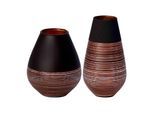Dekovase VILLEROY & BOCH "Vasen-Set Soliflor Manufacture Swirl 2er Set schwarz-kupfer", bunt (schwarz, kupfer), B:2cm H:2cm T:2cm, Vasen, Dekovase