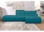 Ecksofa EGOITALIANO "Babouche, Designsofa mit außergewöhnlichem Sitzkomfort zum Wohlfühlen", blau (türkis), B:287cm H:80cm T:98cm, Leder CAREZZA (echtes Rindsleder) ist ein Naturleder, dass die ursprünglichen Eigenschaften der Haut nicht verändert. Das Vorhandensein von verheilten Narben, Körnungsunterschiede, Falten, Adern, Unterschiede in den Farbtönen und andere Spuren, die die Natur auf diesen