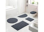 Badematte GRUND "Ashtar, Badvorleger, Badezimmer Teppich, 3D-Design", grau (anthrazit), H:20mm, Polyester, Badematten, Badematte, Hoch-Tief-Design mit organischer Steinoptik, Made in Europe