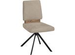 Drehstuhl MASSIVLINE & MORE "Brügge 301", beige (beige, schwarz, beige), B:48cm H:92cm T:59,5cm, Holzwerkstoff, Metall, Stoff, Stühle, Drehstuhl
