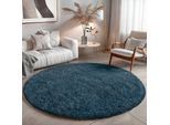 Hochflor-Teppich OTTO HOME "Banji", blau (dunkelblau), B:100cm H:37mm L:100cm Ø:100cm, Polypropylen (PP), Teppiche, Hochflor-Teppich, Uni Farben, weich und flauschig, auch als rechteckig erhältlich