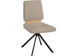 Drehstuhl MASSIVLINE & MORE "Brügge 301", beige, schwarz, beige, B:48cm H:92cm T:59,5cm, Holzwerkstoff, Metall, Stoff, Stühle, Drehstuhl