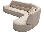 Ecksofa EGOITALIANO "Puffy, extravagant & edel, Retro Designsofa, hoher Sitzkomfort, L-Form", grau (stone), B:330cm H:88cm T:205cm, Leder »BULL« (echtes Rindsleder). Geschliffenes, pigmentiertes und behandeltes Rindsleder mit einer Dicke von 1, 3-1, 5 mm. Dieses Leder zeigt eine ziemlich weiche Hand mit einem halb undurchsichtigen Aussehen. Es handelt sich um ein geschütztes Leder. Eine leichte De