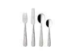 Kinderbesteck VILLEROY & BOCH "Kinderbesteck Hungry as a Bear 4er Set silber", silber, 4, Essbesteck-Sets, Kinderbesteck, Spülmaschinenfest