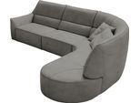 Ecksofa EGOITALIANO "Puffy, extravagant & edel, Retro Designsofa, hoher Sitzkomfort, L-Form", grau (steingrau), B:330cm H:88cm T:205cm, Luxus-Micofaser Lederoptik (100% Polyester) ist ein neues technisches Gewebe mit einem visuellen und taktilen Aspekt, der dem Nubuk sehr nahe kommt, mit innovativen Eigenschaften. Seine außerordentliche Weichheit kommt von einem exklusiven Produktionsprozess, der