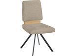 Esszimmerstuhl MASSIVLINE & MORE "Brügge 300", beige (beige, schwarz, beige), B:48cm H:92cm T:59,5cm, Holzwerkstoff, Metall, Stoff, Stühle, Esszimmerstuhl