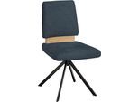 Drehstuhl MASSIVLINE & MORE "Brügge 301", blau, schwarz, blau, B:48cm H:92cm T:59,5cm, Holzwerkstoff, Metall, Stoff, Stühle, Drehstuhl