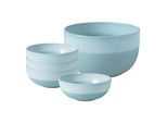 Schale "Salat-Set Perlemor Aqua 5er Set blau", blau, B:2cm H:2cm L:2cm T:2cm, LIKE. BY VILLEROY & BOCH, Schüsseln, Schale, Spülmaschinengeeignet, Mikrowellengeeignet