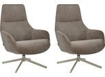Drehsessel OTTO HOME "CLARINDA moderner Ohrensessel drehbar, TV-Sessel, Relaxsessel", grau (taupe), B:76cm H:100cm T:81cm, metal frame, plywood, foam, fabric, metal base, Sessel, Drehsessel, 360-Grad drehbar, robustes Metallgestell
