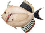 Dekofigur KARE DESIGN "Fishy", beige (blau), B:34,5cm H:26,5cm T:4cm, Polyresin, Dekofiguren, Dekofigur, verschiedene Größen