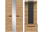 Garderoben-Set HOME AFFAIRE "REHAT, TOPSELLER, 3-teilig, Breite 200 cm, individuell stellbar", braun (basalt grau, artisan eiche nachbildung), B:200cm H:190cm T:37cm, Holzwerkstoff, Kastenmöbel-Sets, Garderoben-Set, Garderobenkombination, Kombination, Set, Flurgarderobe, Diele